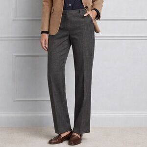 Brooks Brothers Stretch Virgin Wool Straight Leg Trousers Heathered Grey 12